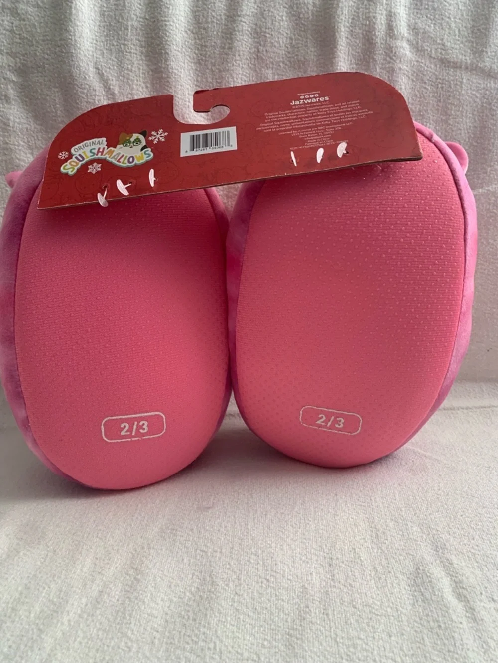 NWT Squishmellow Christmas Unicorn Slippers, Size 2/3 Kids